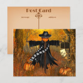 Halloween Briefkaart met Scary Scarecrow (Voorkant / Achterkant)