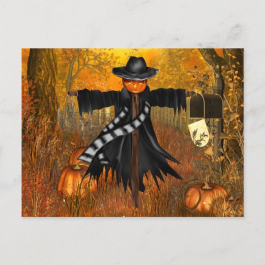 Halloween Briefkaart met Scary Scarecrow (Voorkant)