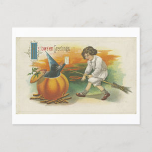 Halloween Briefkaart met Snoep en Duivel
