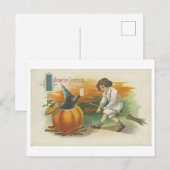Halloween Briefkaart met Snoep en Duivel (Voorkant / Achterkant)
