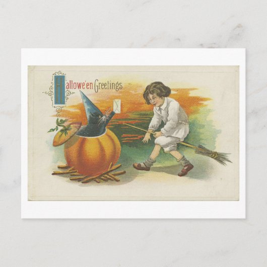 Halloween Briefkaart met Snoep en Duivel (Voorkant)