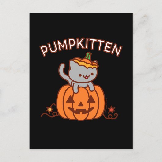 Halloween Briefkaart: PUMPKITTEN Cat Aankondigingskaart (Voorkant)