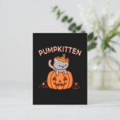 Halloween Briefkaart: PUMPKITTEN Cat Aankondigingskaart (Staand voorkant)