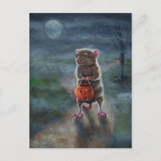 Halloween Briefkaart Rat Pumpkin-nachtmug (Voorkant)