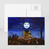 Halloween, briefkaart, skelet, duivel, heks, spook briefkaart (Voorkant / Achterkant)