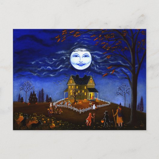 Halloween, briefkaart, skelet, duivel, heks, spook briefkaart (Voorkant)