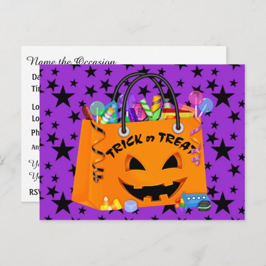 Halloween Briefkaart Trick or treat uitnodiging (Voorkant / Achterkant)