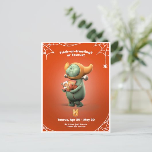 Halloween Briefkaart voor Taurus (Staand voorkant)