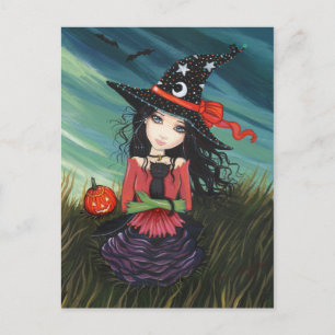 Halloween Briefkaart Witch Black Cat