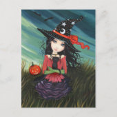 Halloween Briefkaart Witch Black Cat (Voorkant)