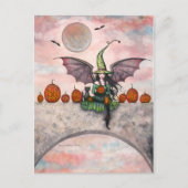 Halloween Briefkaart Witch Cat Pumpkins (Voorkant)