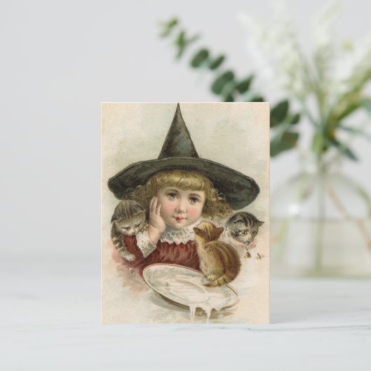 Halloween  Briefkaart Witch Kittens (Staand voorkant)
