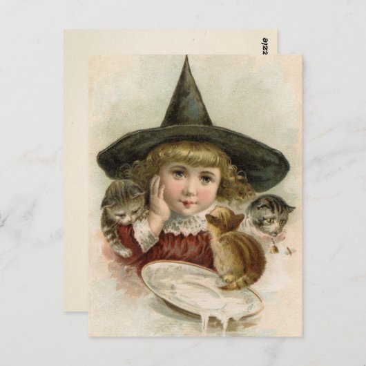 Halloween  Briefkaart Witch Kittens (Voorkant / Achterkant)