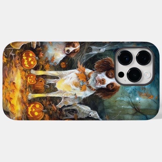 Halloween Brittany Spaniel met pompoenen eng Case-Mate iPhone Case (Achterkant (horizontaal))
