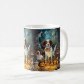 Halloween Brittany Spaniel met pompoenen eng Koffiemok (Voorkant rechts)