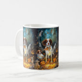 Halloween Brittany Spaniel met pompoenen eng Koffiemok (Voorkant links)