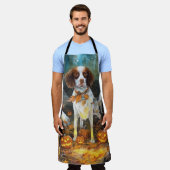 Halloween Brittany Spaniel Met Pompoenen Griezelen Schort (Gedragen)