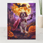 Halloween Brittany Spaniel Vampier Pompoenen Griez Kaart (Voorkant)
