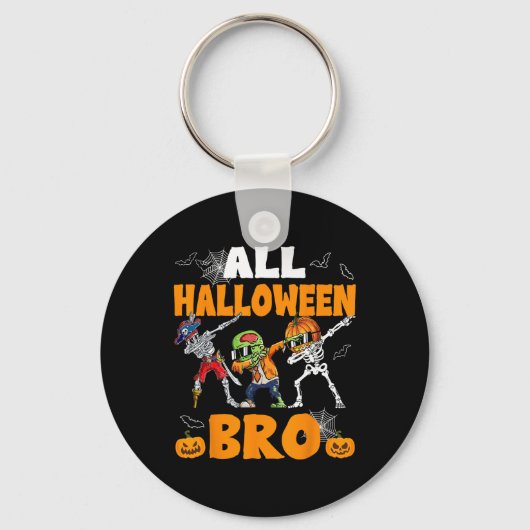Halloween Bro Dabbing Skeleton Jack O Lantern Boys Sleutelhanger (Voorkant)