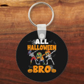 Halloween Bro Dabbing Skeleton Jack O Lantern Boys Sleutelhanger (Voorkant)