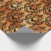 Halloween Brocade Spider Patroon Koper zwart Cadeaupapier (Hoek)