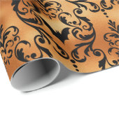 Halloween Brocade Spider Patroon Koper zwart Cadeaupapier (Rol Hoek)