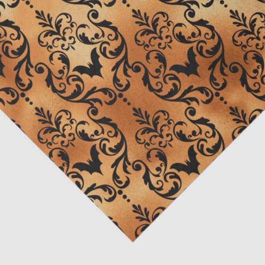 Halloween Brocade Spider Patroon Koper zwart Tissuepapier (Detail)