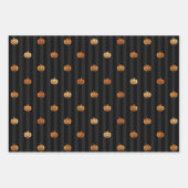 Halloween Brocade Spider Web Spooky Pumpkin Black Inpakpapier Vel (Voorkant 3)