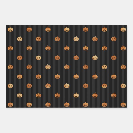 Halloween Brocade Spider Web Spooky Pumpkin Black Inpakpapier Vel (Voorkant 3)