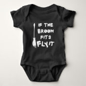 Halloween Broom Flying Quote met White Text Romper (Voorkant)