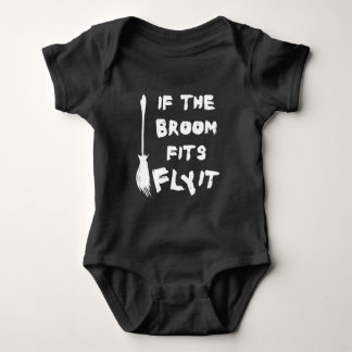 Halloween Broom Flying Quote met White Text Romper
