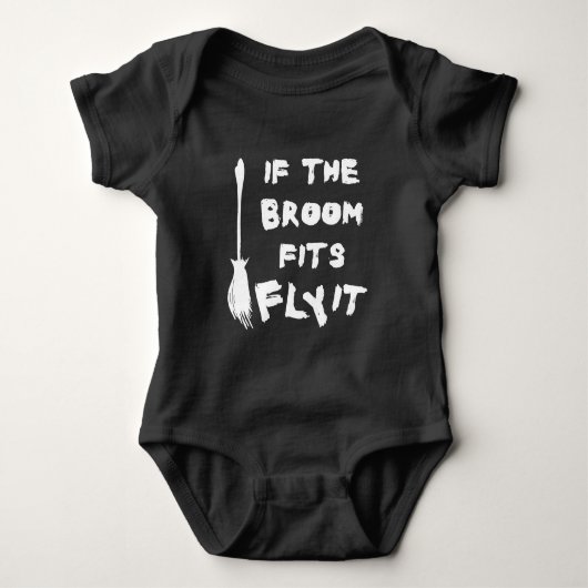 Halloween Broom Flying Quote met White Text Romper (Voorkant)