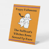 Halloween Brouwdrank Personaliseer Ghost Bat Sinaa Reclamebord Met Voetstuk (Voorkant)