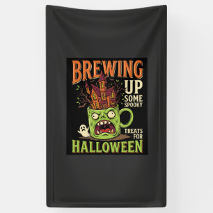 Halloween Brouwt Griezelige Treats Behekste Mok De Spandoek