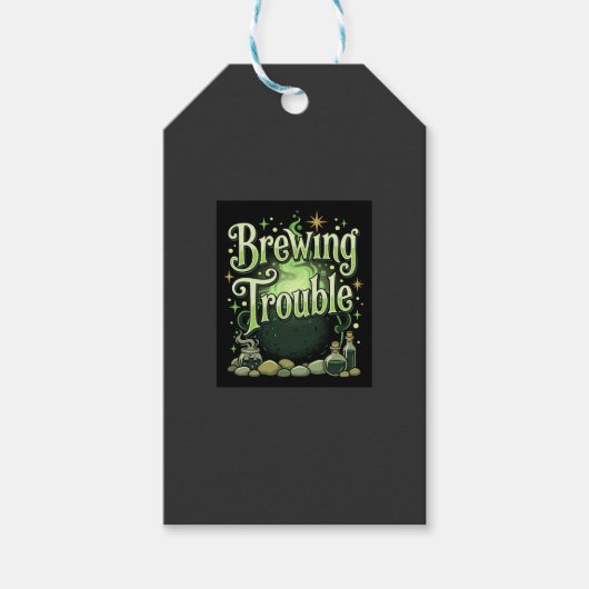 Halloween Brouwt Problemen Heks Ketel Toverdrank D Cadeaulabel (Voorkant)