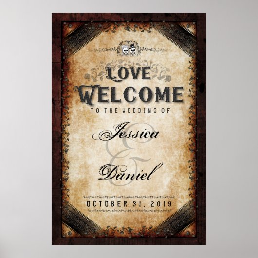 Halloween Brown Gothic 24x36 Welkom bij bruiloft Poster (Voorkant)