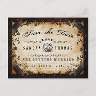 Halloween Brown Gothic LOVE Save Date Briefkaart