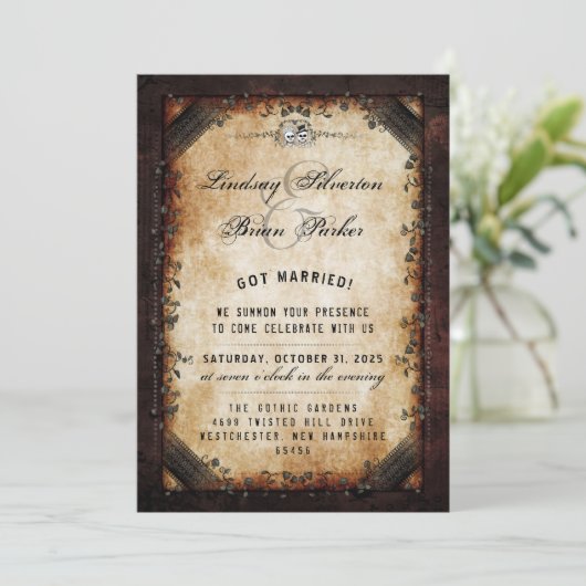 Halloween Brown Gothic - We hebben een huwelijksfe Kaart (Staand voorkant)