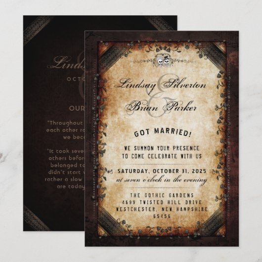 Halloween Brown Gothic - We hebben een huwelijksfe Kaart (Voorkant / Achterkant)