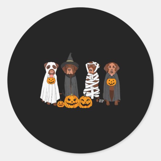 Halloween Brown Labrador Ghost Soky Chocolate Lab  Ronde Sticker (Voorkant)