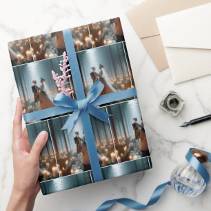 Halloween bruid en bruidegom dansen cadeaupapier