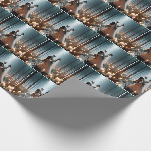 Halloween bruid en bruidegom dansen cadeaupapier (Hoek)