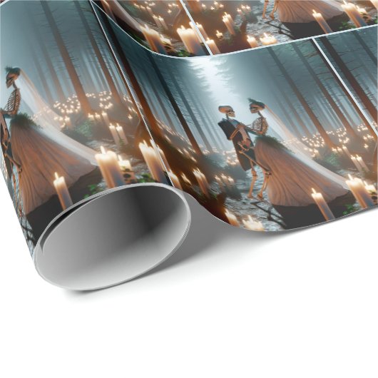 Halloween bruid en bruidegom dansen cadeaupapier (Rol Hoek)