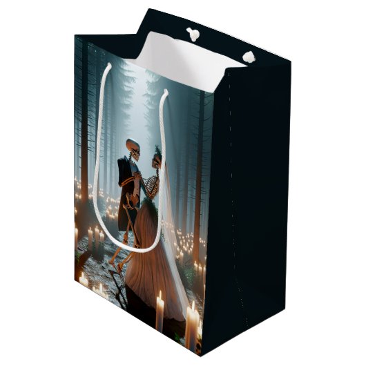 Halloween bruid en bruidegom dansen medium cadeauzakje (Voorkant Gekanteld)