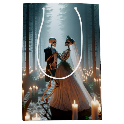 Halloween bruid en bruidegom dansen medium cadeauzakje (Voorkant)