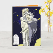 Halloween bruid en bruidegom kaart (Gele Bloem)