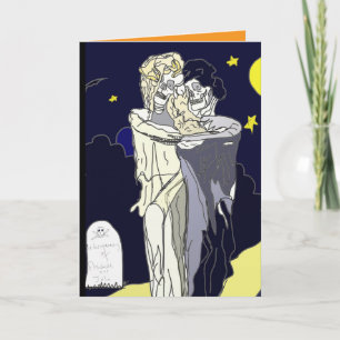 Halloween bruid en bruidegom kaart