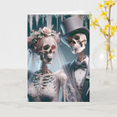 Halloween Bruid en Bruidegom Kaart (Gele Bloem)