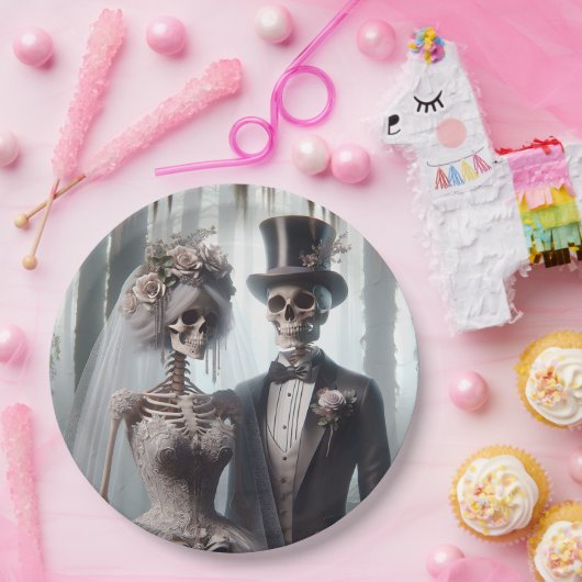 Halloween Bruid En Bruidegom Papieren Bordje (Feest)