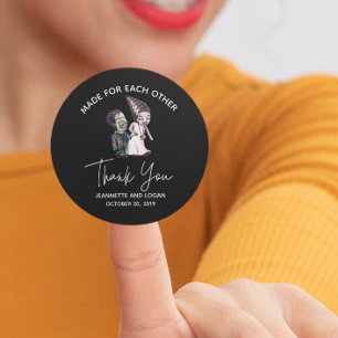 Halloween Bruid Frankenstein Trouwdag Bedankt Ronde Sticker